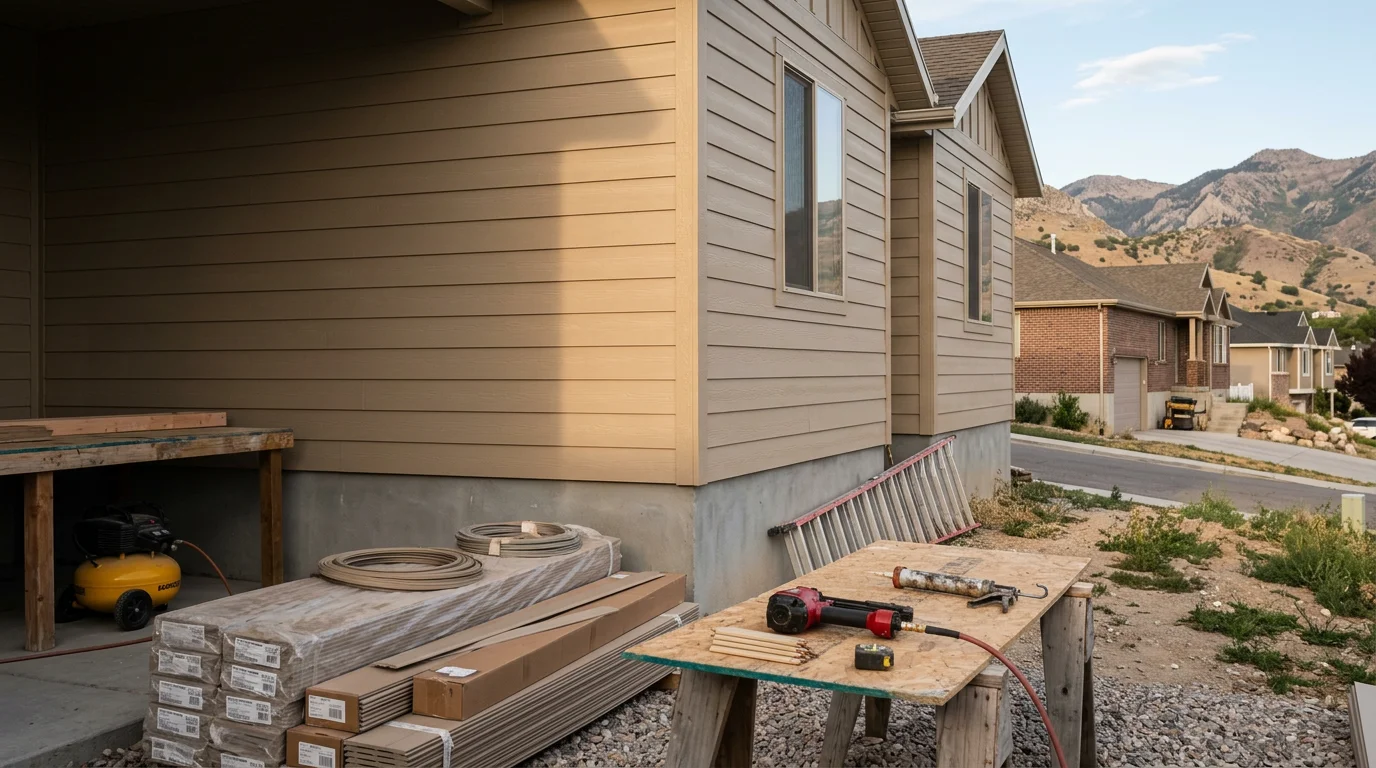 New siding installed on the exterior of a residential home in North Salt Lake.